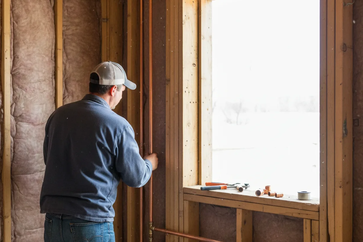 Licensed plumber running new copper supply lines in a Waynesburg home