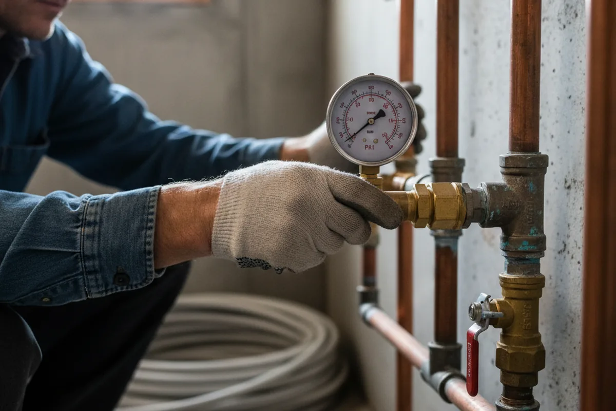 Pressure testing a repaired line during Water Line Repair in Waynesburg
